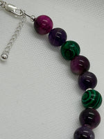 Beautify your Neck, Choker necklace in Amethyst, Malachite, Ruby zoisite, and sterling silver. SR2025