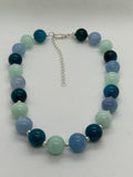 Beautify your Neck, SR2024 Choker Necklace in Apatite, Amazonite, Aquamarine, and sterling silver