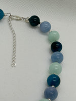 Beautify your Neck, SR2024 Choker Necklace in Apatite, Amazonite, Aquamarine, and sterling silver