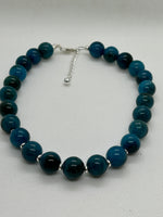 Beautify your Neck, Choker necklace with sterling silver and 12 mm genuine Apatite stone. SE2021