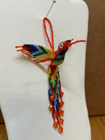 Hummingbird ornament handcrafted in Guatemala with glass seed beads. BZ202