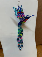 Hummingbird ornament made from glass seed beads in Guatemala  BZ201