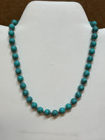 Howlite dyed turquoise necklace with stainless steel beads and clasp.  EP185