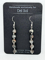 Howlite and Greystone earrings with tarnish free stainless steel wires and beads. EP196