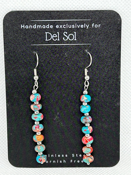 Composite stone earrings with tarnish free stainless steel wires and beads.  EP192