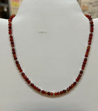 Genuine Carnelian stone (4mm) with sterling silver saucers necklace.  14.5” long, SR2060