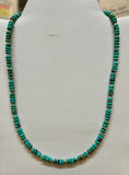 Kingman turquoise saucer beads (6mm) with sterling silver necklace. Adjustable from 20 to 22” long.  SR2059