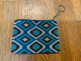 Guatemalan handcrafted glass seed bead change purse with attached key ring.  BZ405