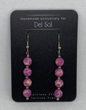 Man made Purple vein stone earrings with hypoallergenic stainless steel beads and ear wires.  EP139