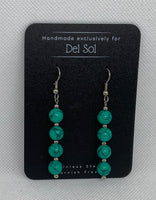 Genuine Howlite stone ( dyed turquoise) earrings with hypoallergenic stainless steel beads and wires.  EP130