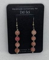 Genuine Rhondonite stone earrings with hypoallergenic stainless steel beads and wires.  EP129