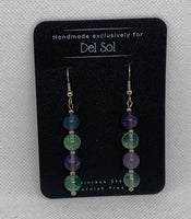 Genuine Flourite stone earrings with hypoallergenic beads and ear wires. EP125