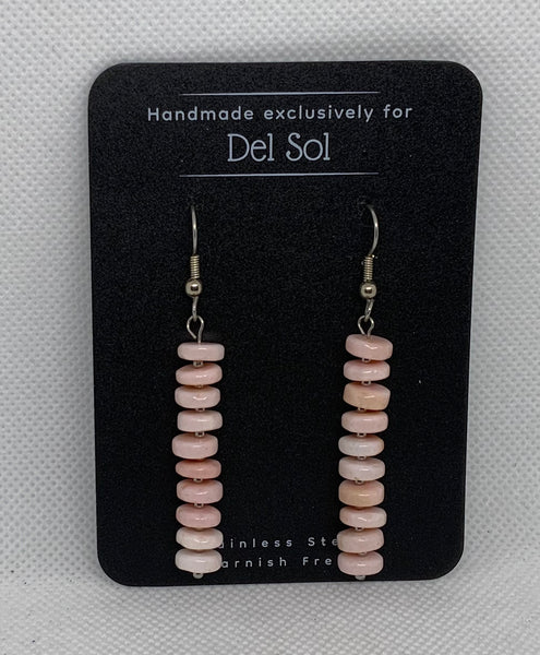 Peruvian Opal earrings with hypoallergenic stainless steel wires and beads.  EP124