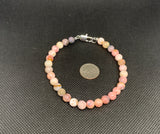 Genuine Rhodochrosite ankle bracelet with hypoallergenic stainless steel clasp.  9” long.  EP121