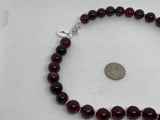 Genuine Garnet with sterling silver necklace, 18” long.  SR2048