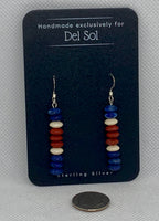 Genuine Red Jasper, Lapis, Petrified wood and sterling silver earrings.  SR2054