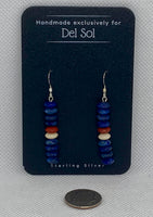 Genuine Lapis, Red Jasper, Petrified wood, and sterling silver earrings. SR2053