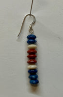 Genuine Red Jasper, Lapis, Petrified wood and sterling silver earrings.  SR2054