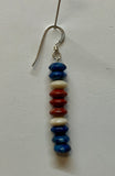 Genuine Red Jasper, Lapis, Petrified wood and sterling silver earrings.  SR2054