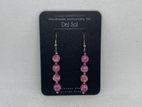 Man made Purple vein stone earrings with hypoallergenic stainless steel beads and ear wires.  EP139