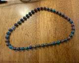 Handcrafted Jade and copper composite stone 20” necklace with hypoallergenic stainless steel beads and clasp.  EP140