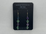 Genuine Flourite stone earrings with hypoallergenic beads and ear wires. EP125