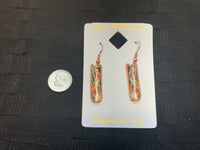 Copper Reflections earrings #5985. 1” x .25” without wire.  Feather design
