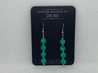 Genuine Howlite stone ( dyed turquoise) earrings with hypoallergenic stainless steel beads and wires.  EP130