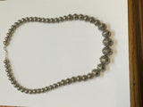 Sterling Silver Beads in Aztec design necklace, 23” long   A.S.  Inspired by Navajo Pearl necklaces.  EB4-1