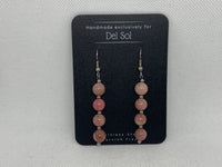 Genuine Rhondonite stone earrings with hypoallergenic stainless steel beads and wires.  EP129