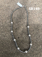 Navajo Pearl style 20” necklace in oxidized sterling silver.  Handcrafted SR149