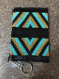 Guatemalan handcrafted glass beadwork change purse with key ring. 4” x 3” SALE!!!