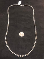 Navajo Pearl Style 5mm oxidized sterling silver bead necklace. 24”  JK32