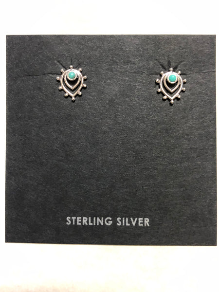 Sterling silver and genuine turquoise post earrings. PS10