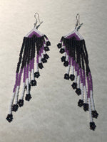 Guatemalan handcrafted glass seed beads earrings in Angel Wings motif.