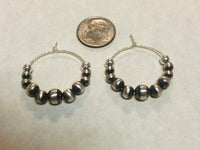 Sterling Silver earrings with vintage style beads 24mm hoop  JK1