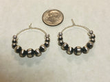 Sterling Silver earrings with vintage style beads 24mm hoop  JK1