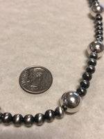 Navajo Pearl style 20” necklace in oxidized sterling silver.  Handcrafted SR149